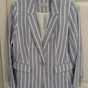 LOFT Blue and White Striped Blazer